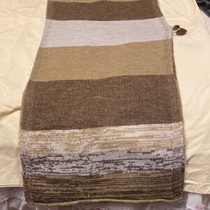 bebe Brown and Cream Striped Knit Wrap